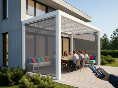 Freestanding bioclimatic pergola in bright 2ed72