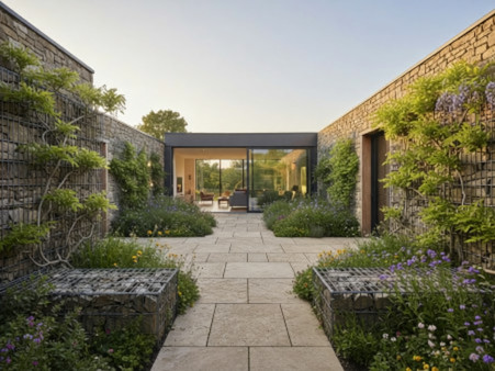 jardin résidentiel haut de gamme conçu selon le design biophilique en 2026