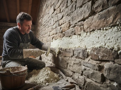 Application de mortier à la chaux