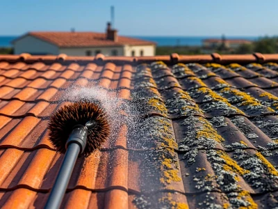 Brossage de toiture douce avec perche télescopique