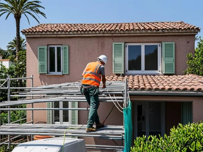 Échafaudage sécurisé pour travaux de toiture