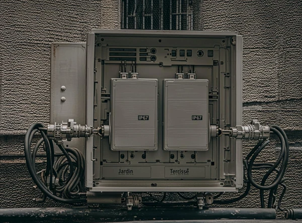 Installation transformateur éclairage jardin 12V IP67 coffret technique Fréjus
